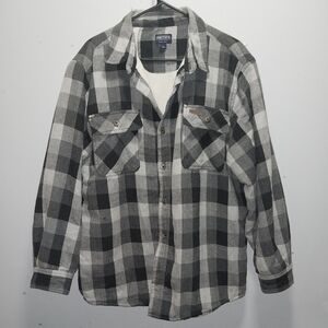 Smith's Workwear Men's Charcoal and White Checkered Shirt/ Jacket Large